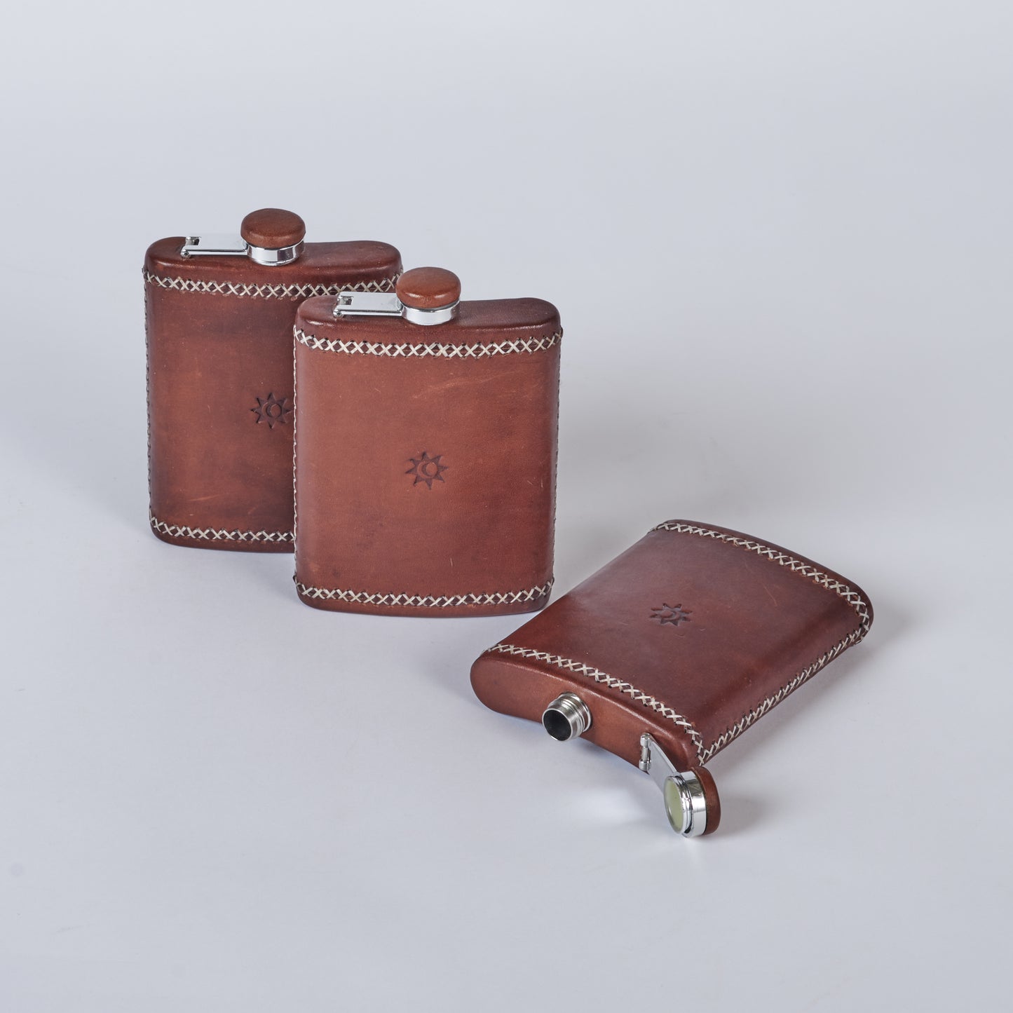 Brown leather Hip Flask
