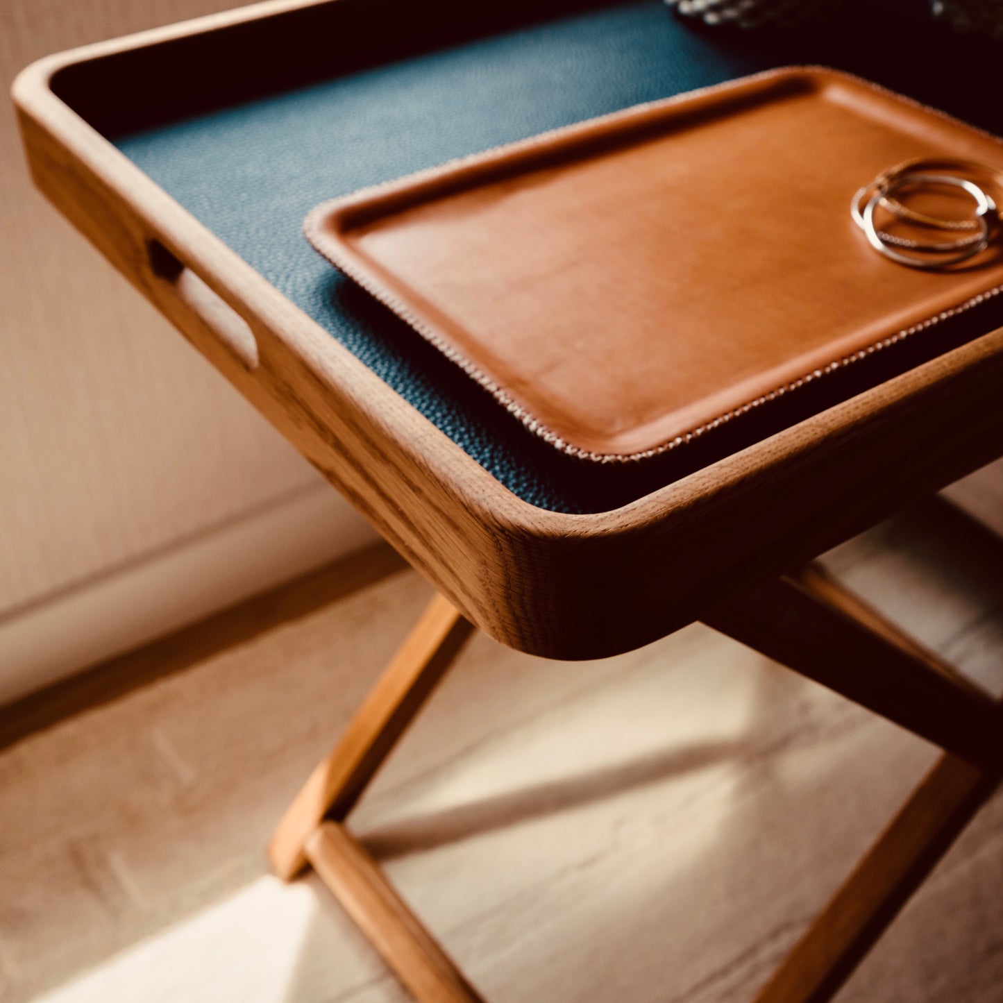 Stackable Leather Trays