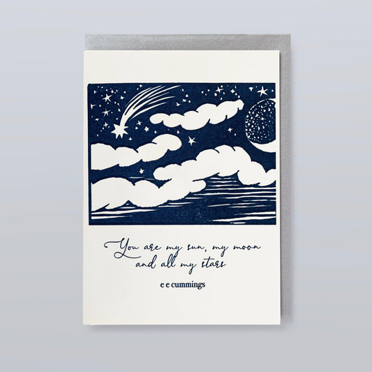 Letterpress Card - Sun, Moon and Stars